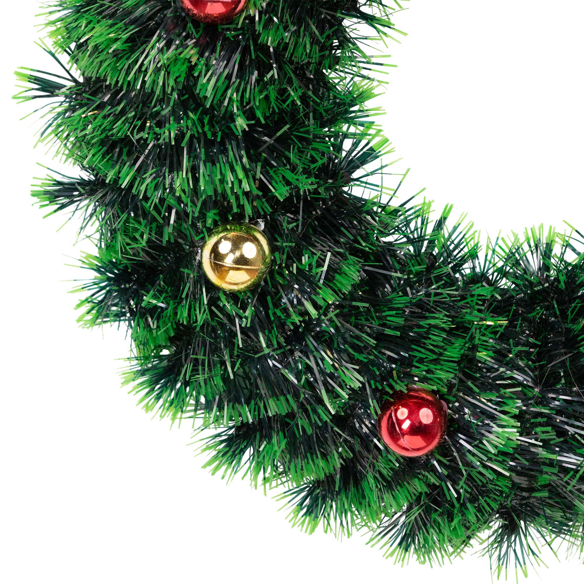17" Green Tinsel Artificial Christmas Wreath with Bow